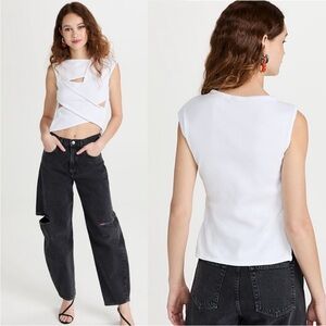 NWT A.W.A.K.E. MODE Ribbed Jersey Top in White